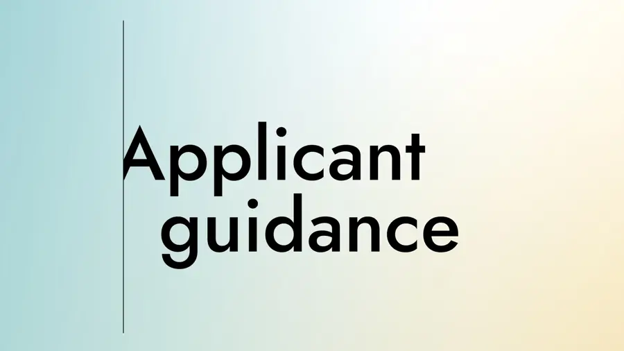 A card saying 'applicant guidance'.