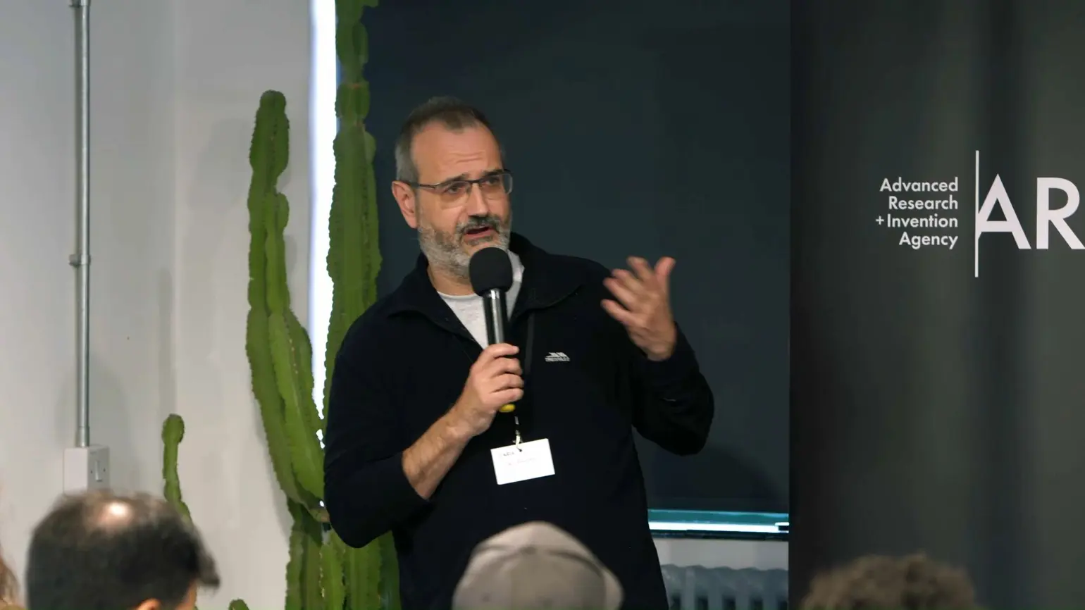 ARIA CTO Ant Rowstron speaking at an event.